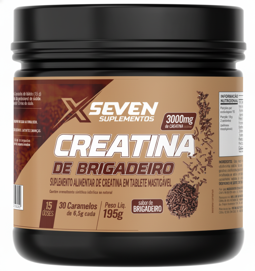 Creatina em tablete mastigável de Brigadeiro – XSeven Suplementos